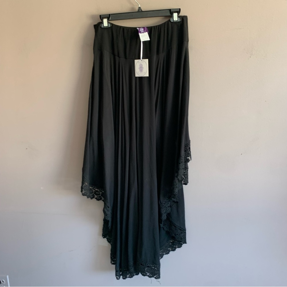 Muche Et Muchette Black Hi Low Ruffled Maxi Skirt, size Small - Picture 2 of 5